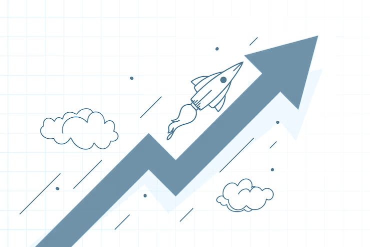 illustration of rocket and arrow representing agencies scaling through seo reseller programs