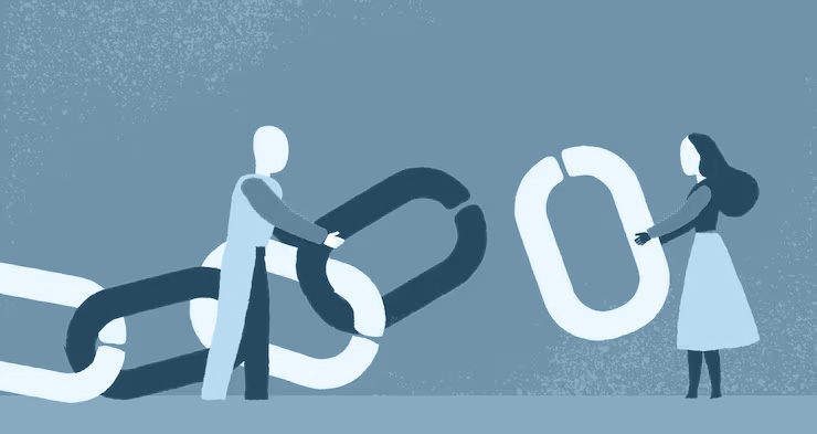 illustration of a link builder doing outsource work