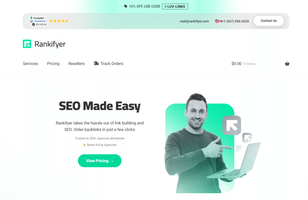 screen shot of rankifyer a white label partner that helps sell seo