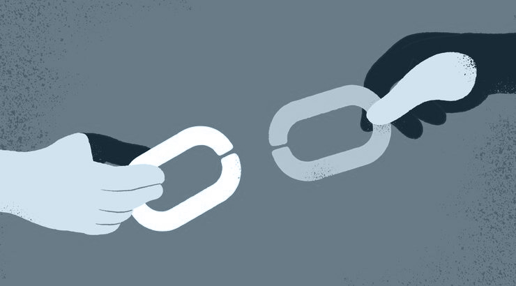 illustration of hands holding links representing link building services
