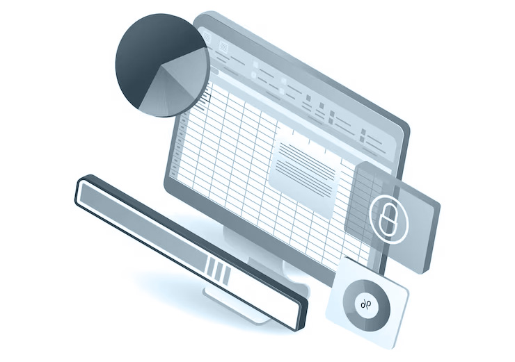illustration of a desktop with stats displaying link building reports