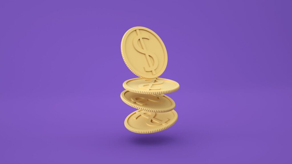 3d coins with dollar sign representing the price of link building