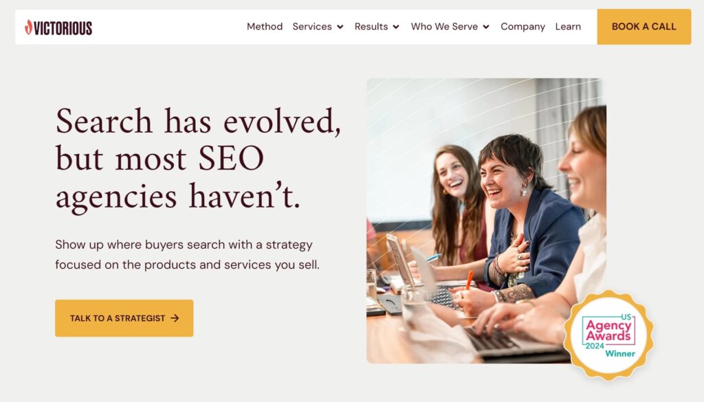 screen shot of victorious seo